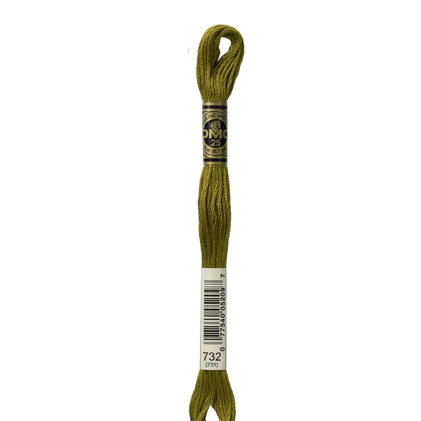 732 Light Bronzed Green - DMC Six Strand Embroidery Floss