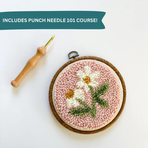 Pink Daisy Punch Needle Kit