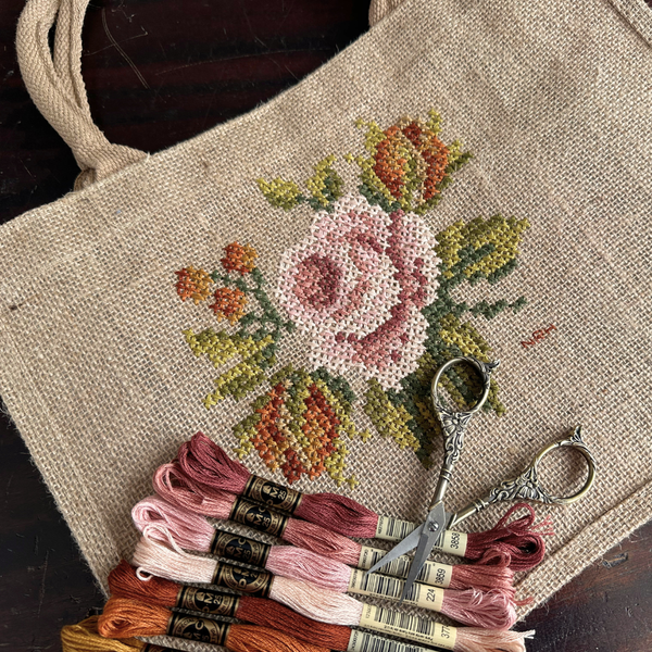 Autumn Rose Cross Stitch Tote Kit