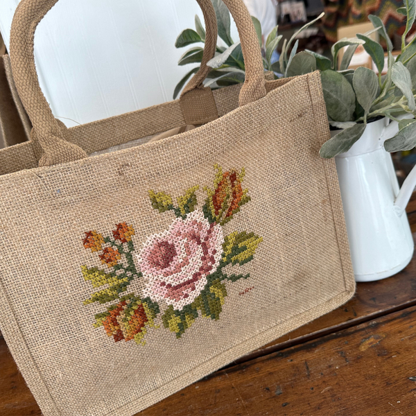 Autumn Rose Cross Stitch Tote Kit