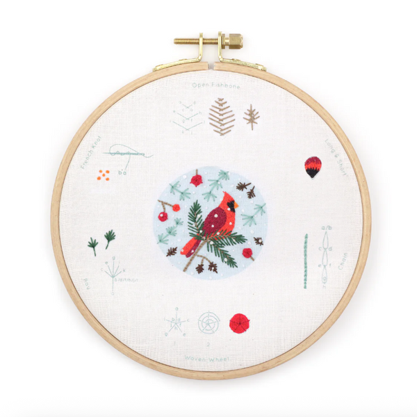 Class: Winter Cardinal Embroidery Sampler