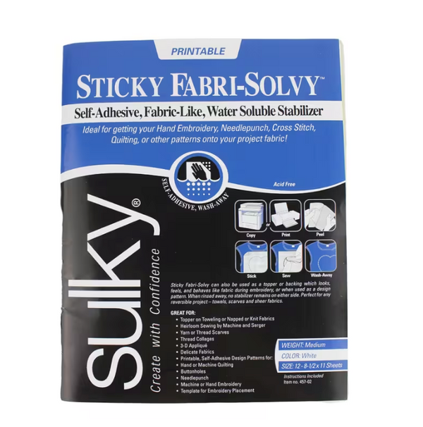 Printable Sticky Fabri-Solvy Stabilizer