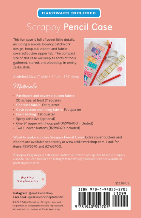 Scrappy Pencil Case Sewing Pattern + Kit