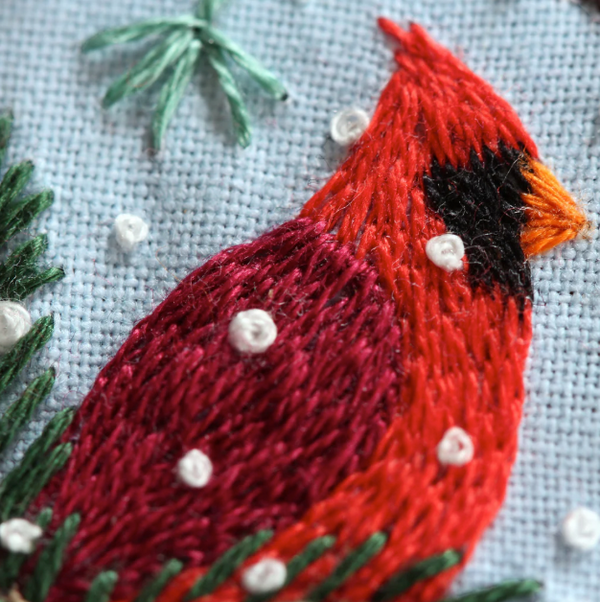 Class: Winter Cardinal Embroidery Sampler