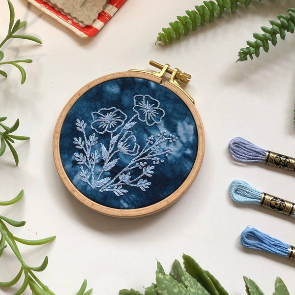 Cyanotype Florals Embroidery Kit